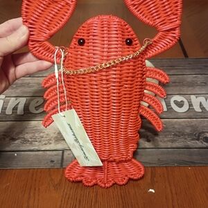 NWT Tommy Bahama woven Lobster -Shaped Wicker Handbag
